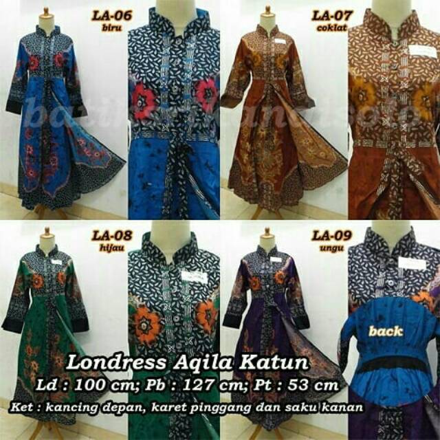 Baju Gamis Longdress Batik Busana Muslim Wanita Aqila Katun Batik HAP Solo