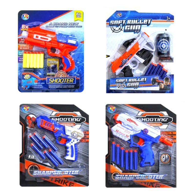 Jual Mainan Pistol Tembakan Nerf Soft Gun Dengan Peluru Busa | Shopee ...