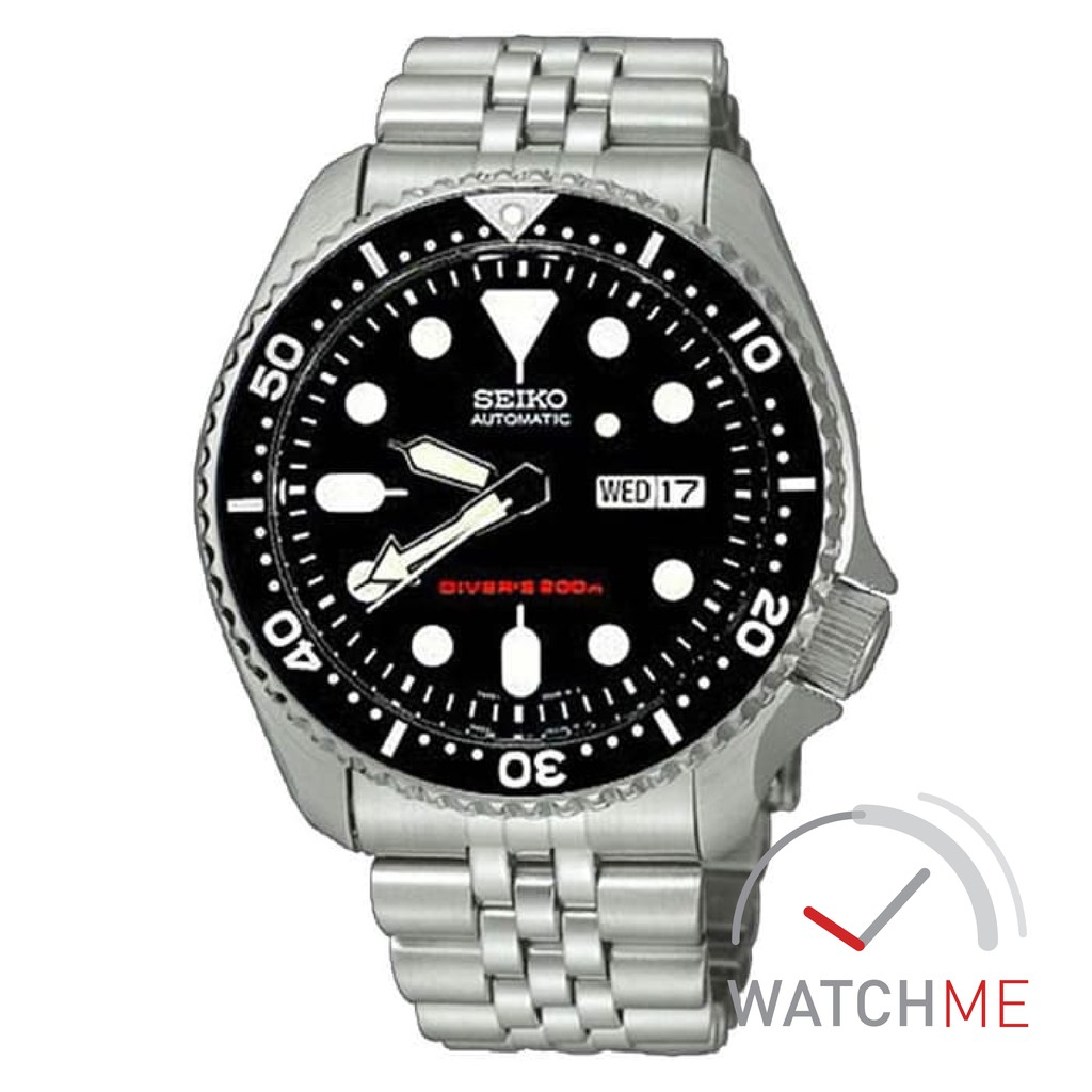 Jam Seiko Diver SKX007K2 Automatic 200m Black Dial Silver Black Stainless Steel Original Bergaransi