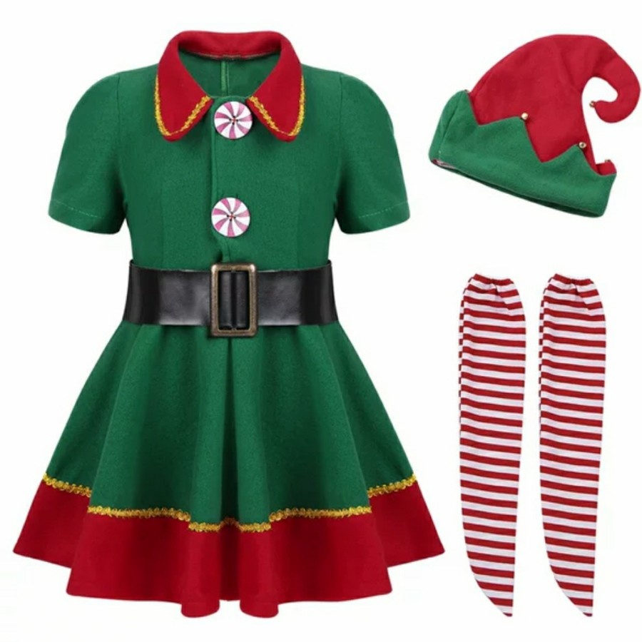 Christmas elf costume toddler kostum anak peri natal gnome