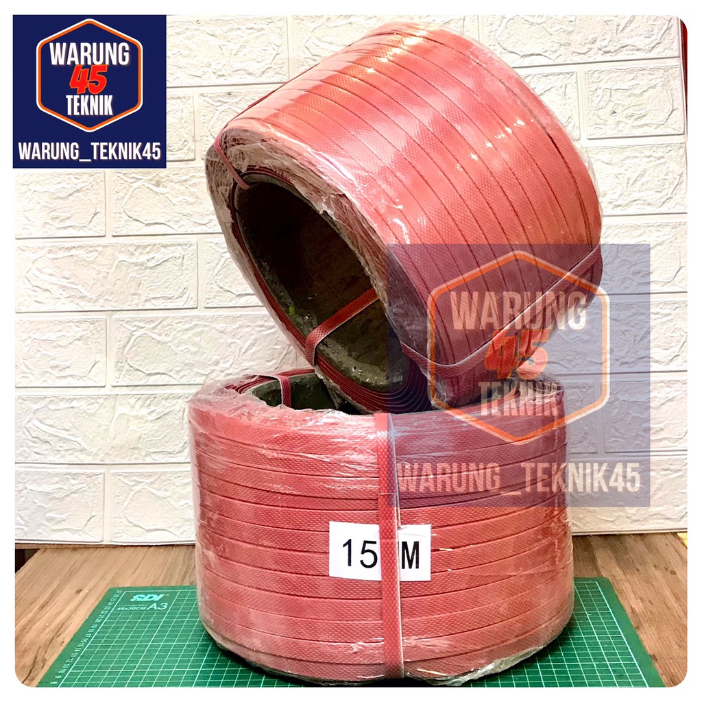 Plastik strapping Straping Band 15 mm Berat 7 kg Tali Merah Straping