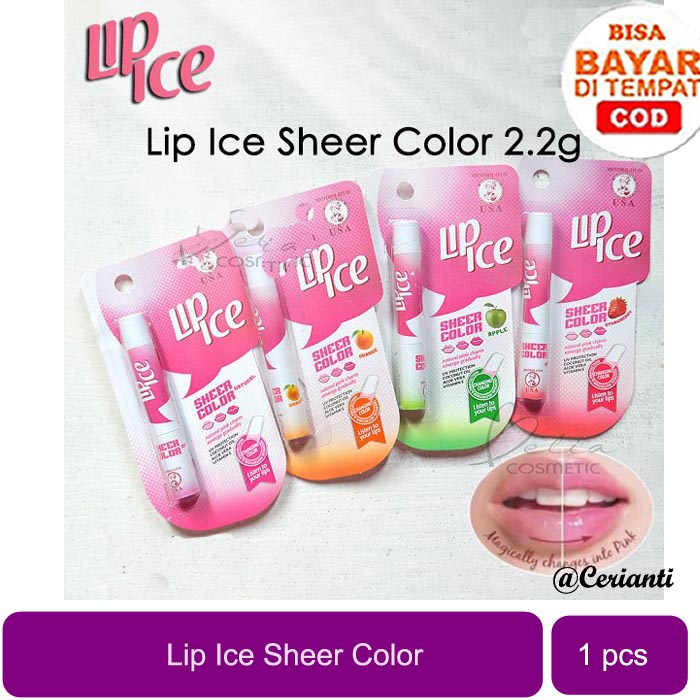 [HALAL] [BPOM] LIP TINT LIP ICE SHEER COLOUR COLOR - 2.2gr | Lip ice Sheer | Strawberry | Orange | Apple | Bubble Gum | Natural_Cerianti