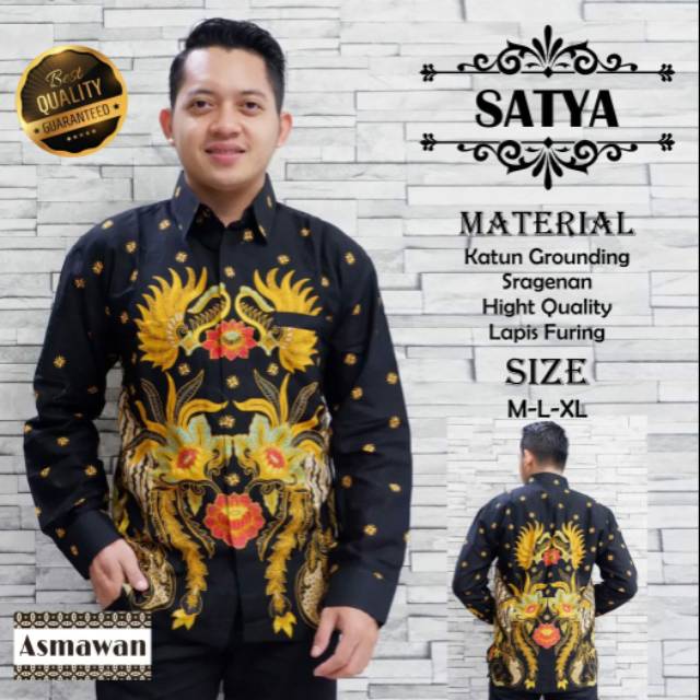 Kemeja Batik Lengan Panjang Batik Lapis Furing SATYA Baju Batik Model Terbaru