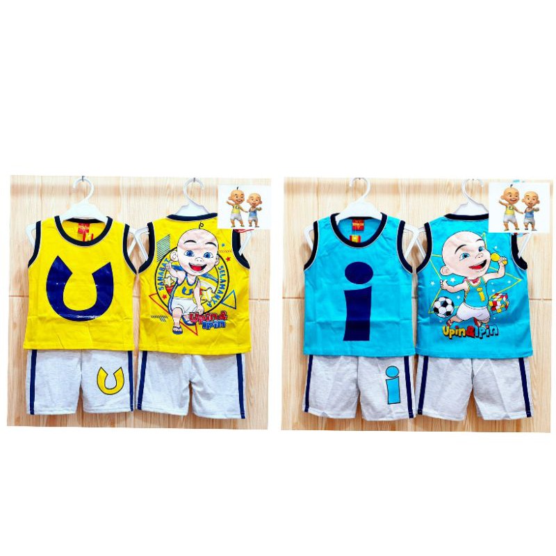 SETELAN BAJU ANAK UPIN DAN IPIN / SINGLET BAJU UPIN IPIN