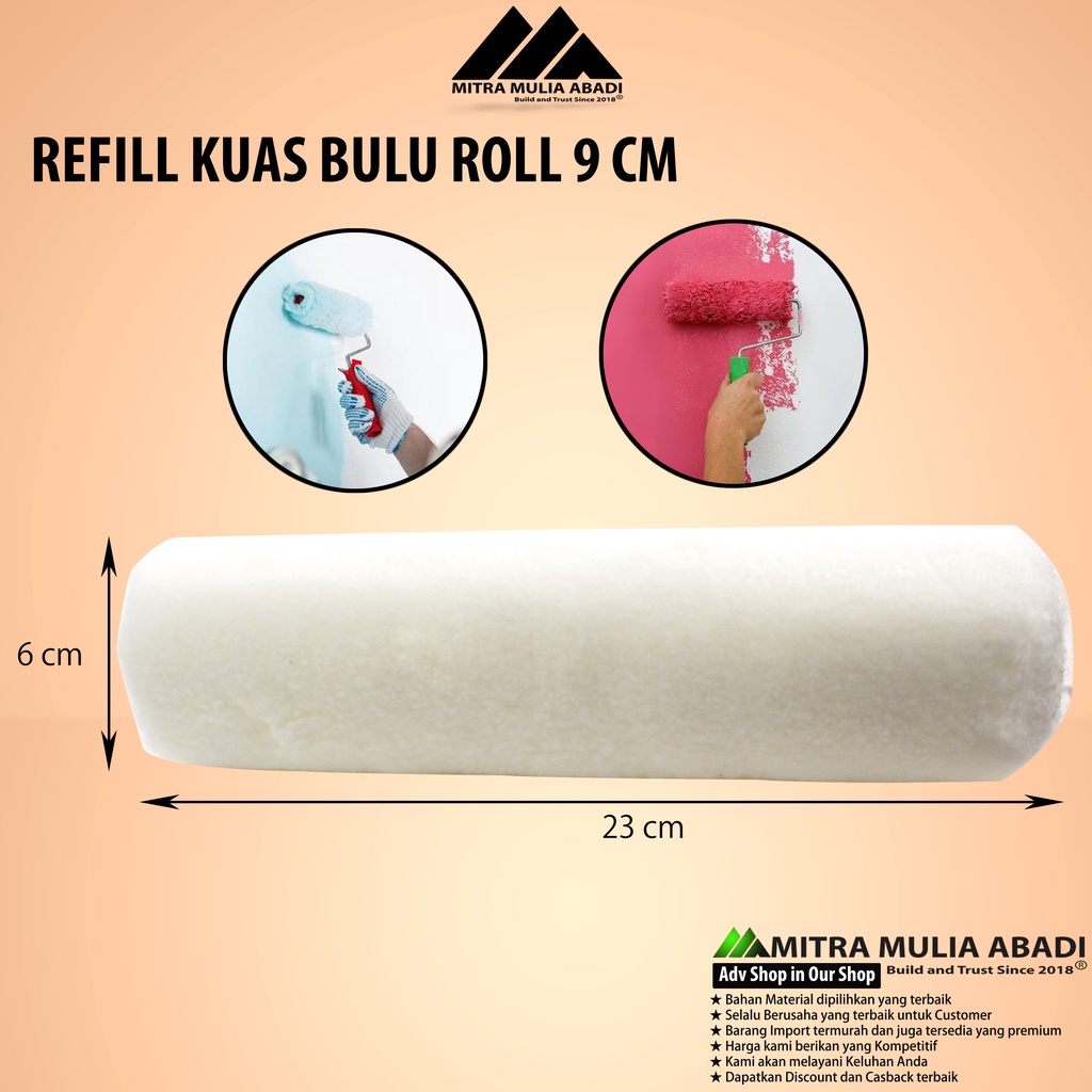 Refill Kuas Koas Bulu Roll 10&quot; 23 cm Cat Tembok Minyak Tembok