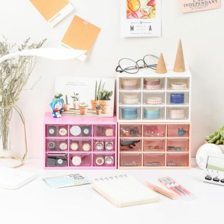 KIANDAA OR0003 Mini 9 Squares Drawers Dekstop Laci Mini 9 Kotak Storage Box Stationery OrganizeR  Ae