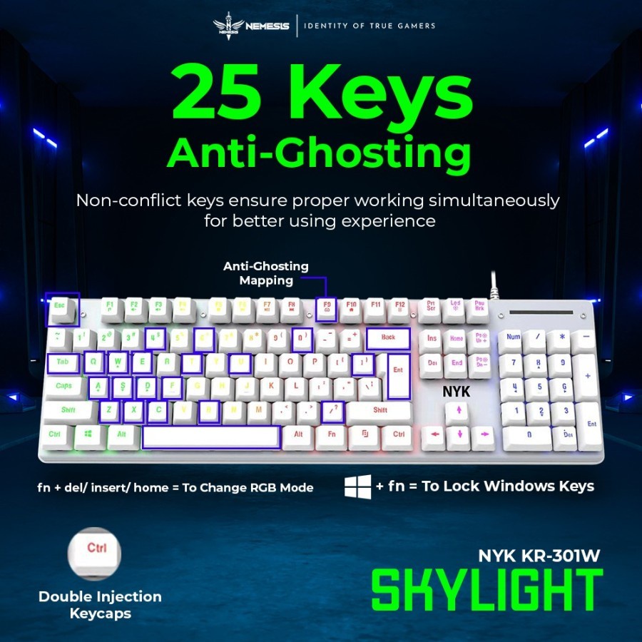 KEYBOARD GAMING NYK KR-301 RGB UNDERGLOW