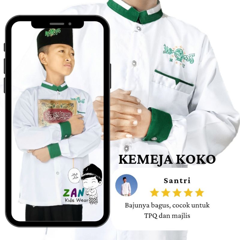 kemeja koko anak dan remaja bordir NU SD SMP kemko bordir gus azmi az zahir kids hari santri indones