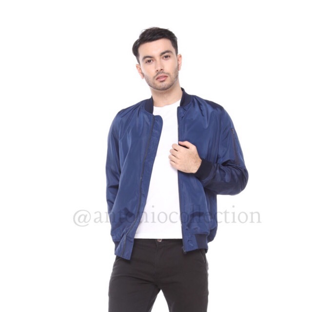 Jaket Bomber Pria Biru Dongker Navy / Jaket Motor Touring / Jaket Kerja / Jaket Gunung