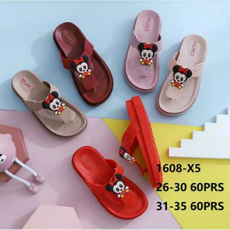 Sandal Jelly Jepit Anak Perempuan Motif Mickey Mouse