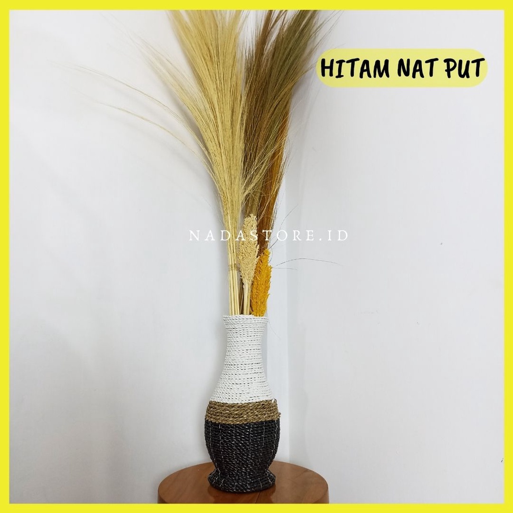 NADASTORE - VAS BUNGA / GUCI ANYAMAN SEAGRASS TALI PANDAN DEKORASI T 37 CMVAS BUNGA KERING