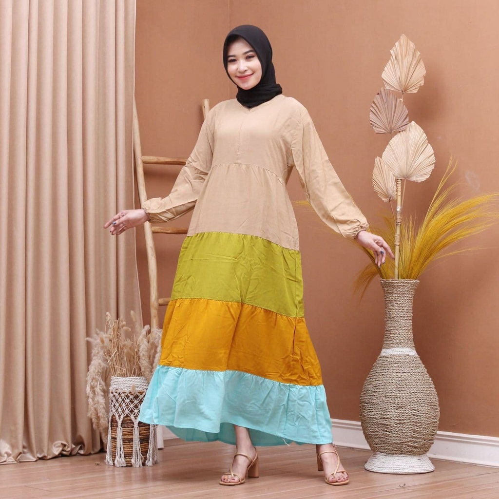 LONGDRESS NADIA | DASTER POLOS RAINBOW | DASTER ARAB RAYON | RAYON GRADE A+ | DASTER MURAH KEKINIAN