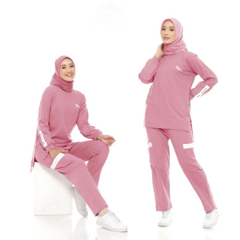 Setelan Seragam Senam Stelan Baju Olahraga Wanita Jumbo Remaja Merah Putih Terbaru