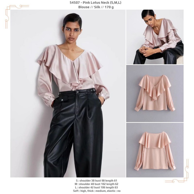 54507 Pink Lotus Neck Blouse / Blouse Pink