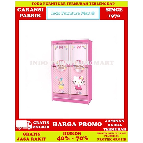 Lemari Pakaian Minimalis Baju Anak Kea Panel Sliding Smile Heart