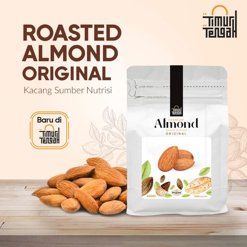 

Kacang Almond Kupas Roasted 400 gr Original by Premium Timur Tengah Almond Whole Panggang