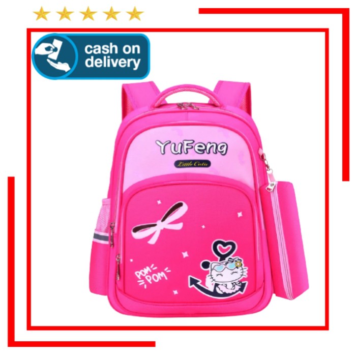 Tas Sekolah Anak Perempuan/Sd -Smp -Sma Backpack Ransel Wanita Cewek Set 2 In1 YUFENG