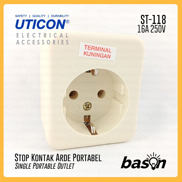 UTICON ST118 Stop Kontak 1 Lubang - TANPA KABEL