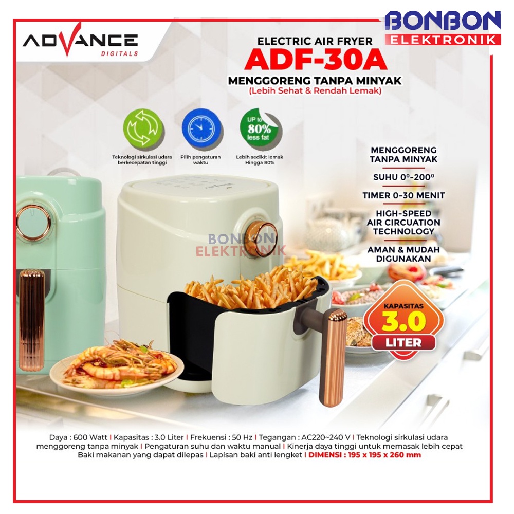 Advance Air Fryer ADF-30A 3 Liter 600 watt 3L / ADF 30A Low Watt