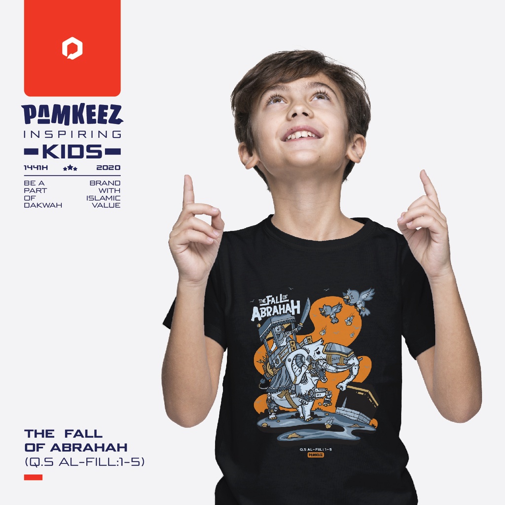 KAOS ANAK LAKI LAKI  ISLAMI KISAH BURUNG ABABIL - HITAM