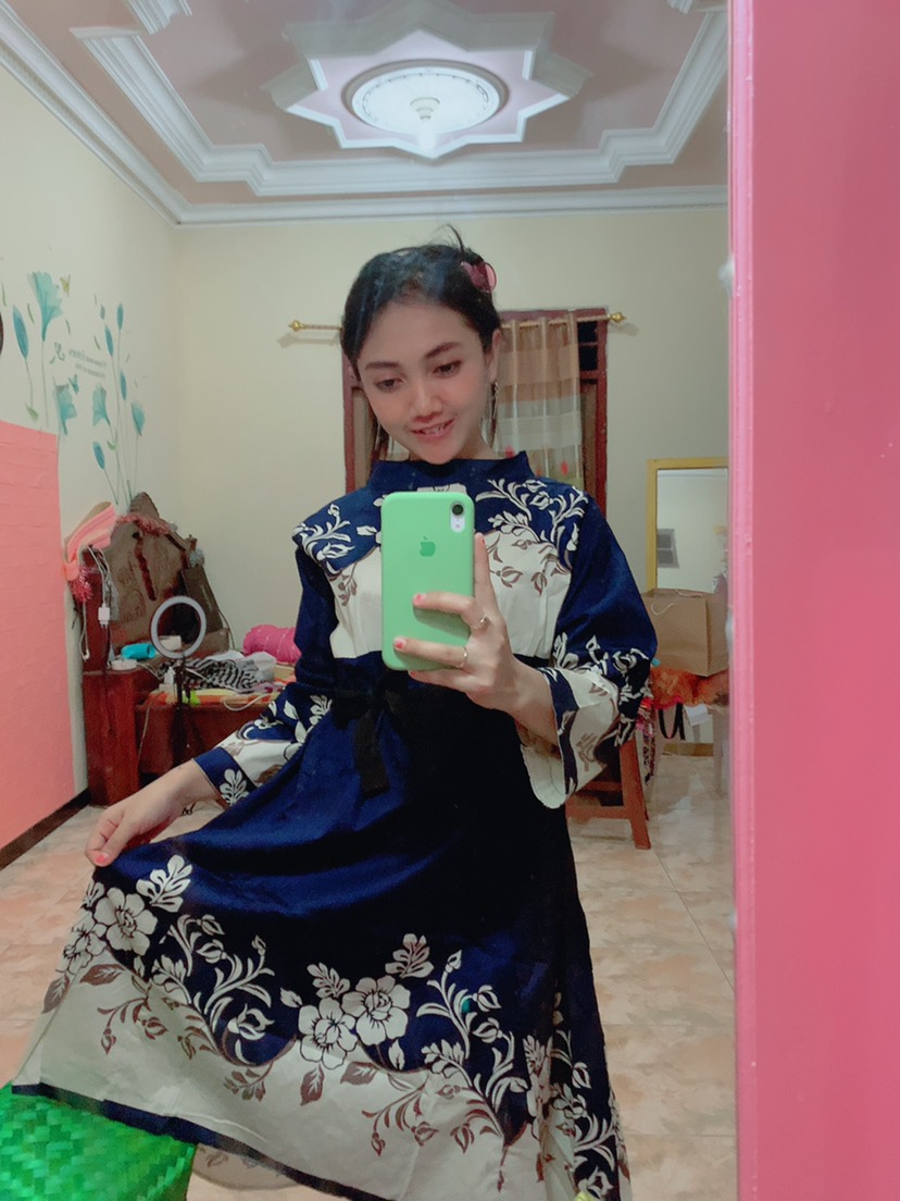 Dress Tunik Batik Lengan Panjang Bahan Katun Stretch, 214 Nv#