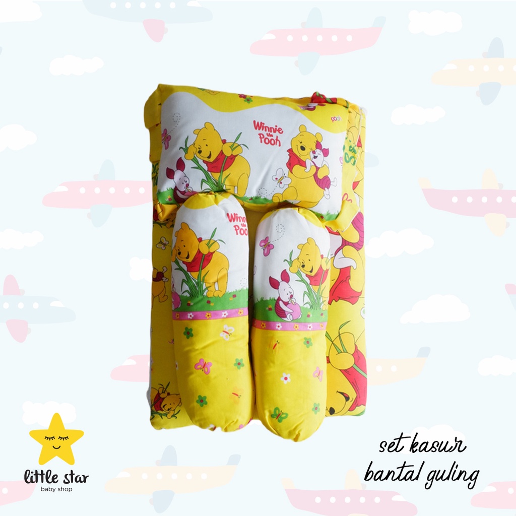 Bess Set Kasur Bantal Guling Bayi Cewek Cowok Karakter Pooh