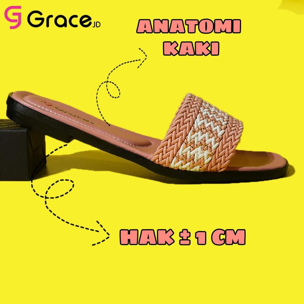 Grace [Angela 01] Sandal Wanita Selop Kepang Teplek/ Sandal Selop Cewek Kepang/ Sandal Slop Kepang