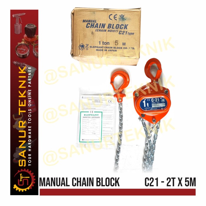 ELEPHANT C21 Manual Chain Block / Katrol / HOIST 2Tx 5M JAPAN