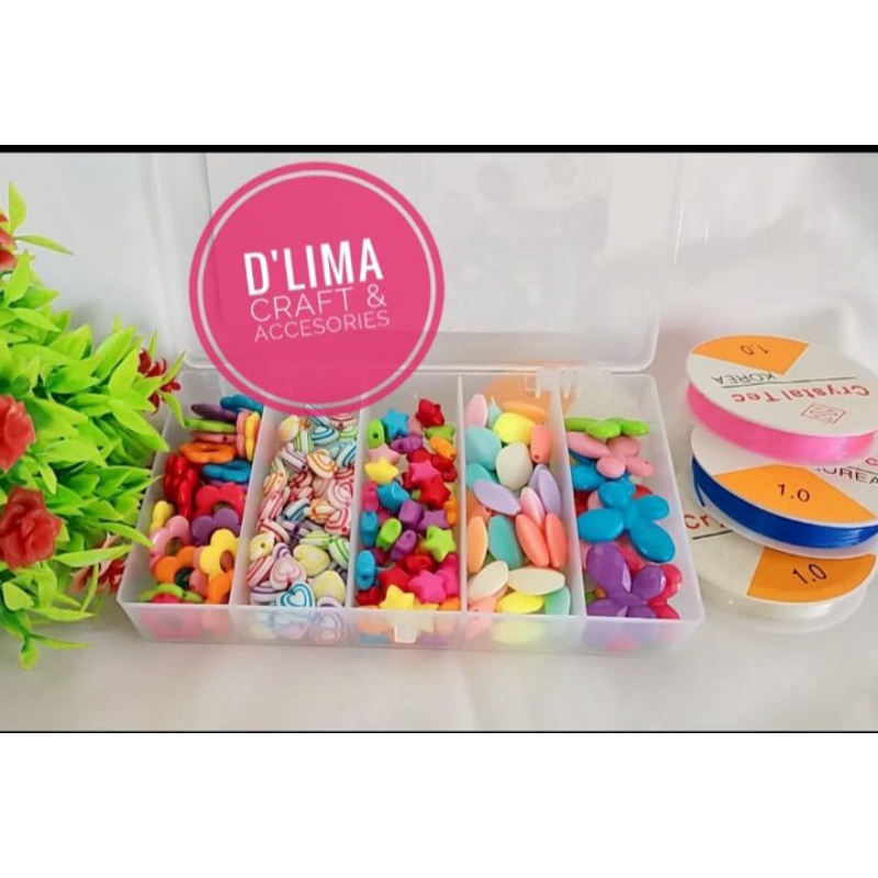 Paket Meronce Manik+Box | Kombinasi manik Mix