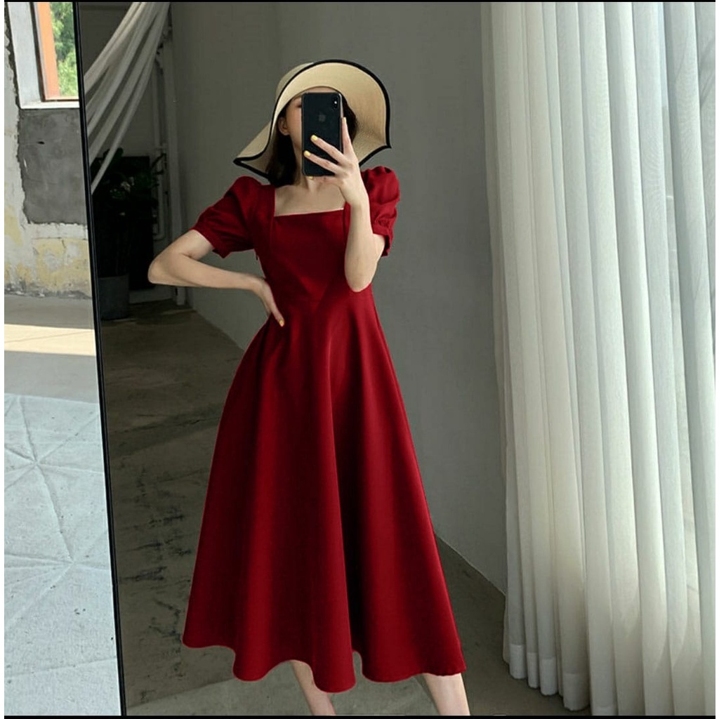 QUINNYSHOP-COD-MC-BAJU DRES WANITA KOREA TERBARU-DRES PANJANG CASUAL WANITA-DRES NATAL