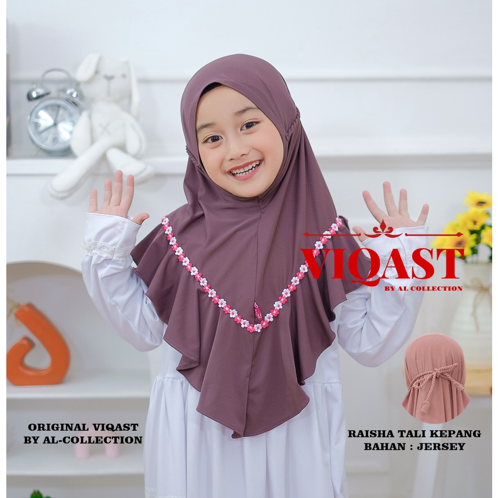 JILBAB ANAK TK RAISHA TALI KEPANG ROPEL PREMIUM ORI VIQAST 4 TAHUN SAMPAI 8 TAHUN kerudung anak perempuan bergo anak ropel  jilbab bayi bergo anak renda kerudung bayi hijab anak kerudung anak tali kepang