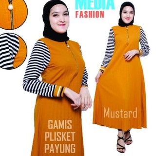  Baju  Terlaris Gamis  Wanita Busui Plisket  Full Depan 1KG 