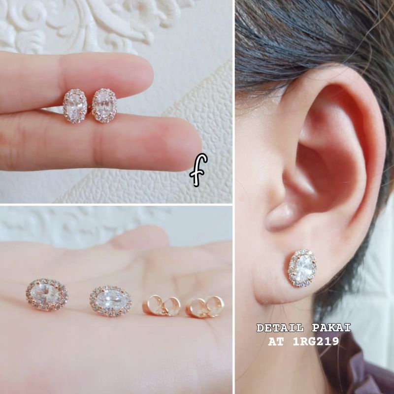 Anting Tusuk Titanium Anti Karat Permata  Model Mirip Perhiasan Asli