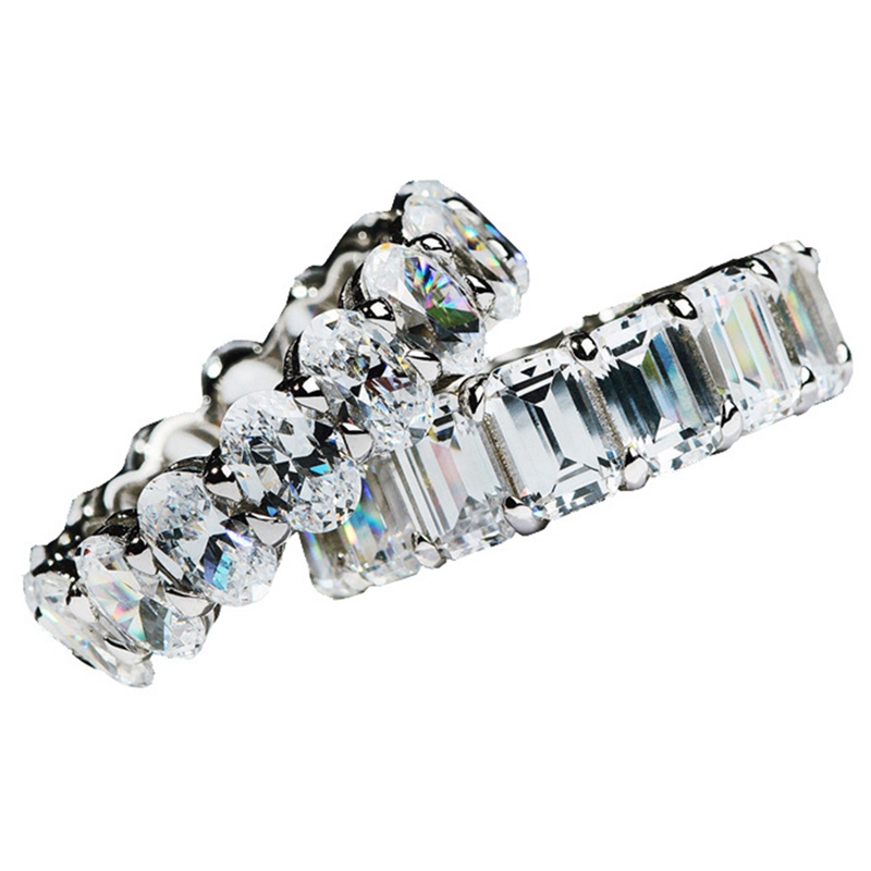 5 Ct Radiant Cut Eternity Band 925 Sterling Silver Top Russian CZ Moissanite Simulant Sz 5-10