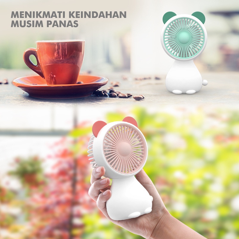 【Beli dua diskon 20%】 Goojodoq Kipas meja isi ulang USB / kipas angin mini genggam beruang cute /mini fan portable