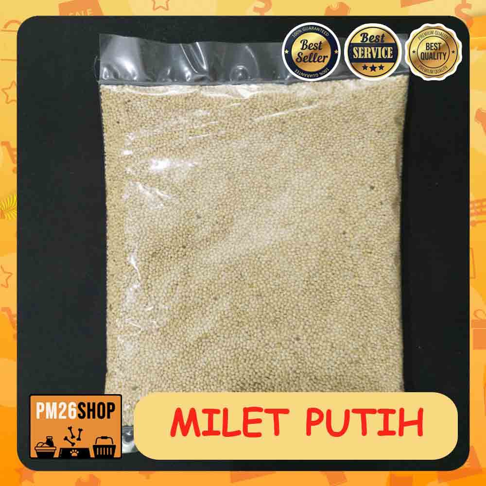 PAKAN BURUNG KENARI LOVEBIRD PERKUTUT MILET PUTIH 500GR