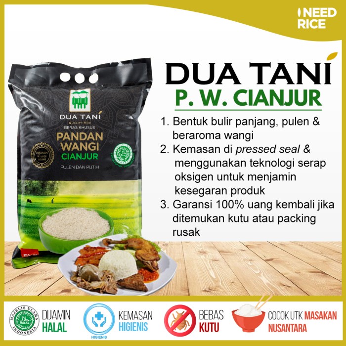

gr011ttr Beras Dua Tani Pandan Wangi Cianjur 5Kg Sv012Ss