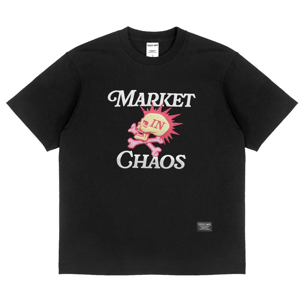 YESZY.MFG Market In Chaos Foam Print Black Tshirt