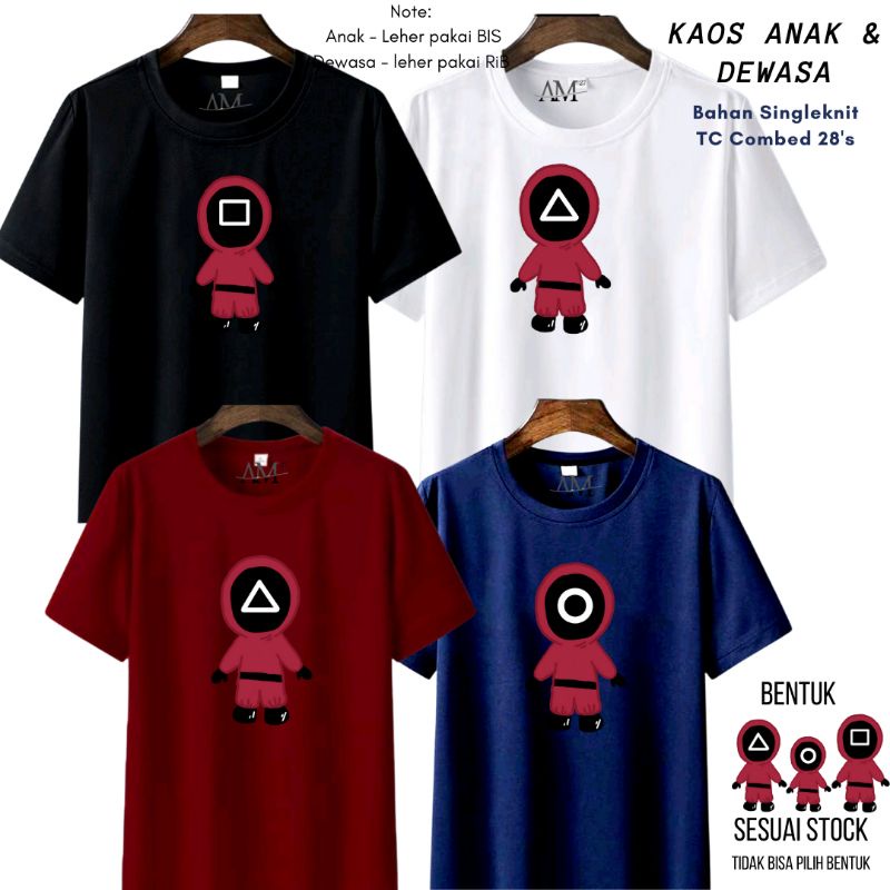 Baju Kaos Anak Cowok Squid Game 3-12 tahun - Remaja- Dewasa S- 7XL-XXXL Pria Dewasa