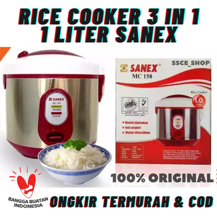 Magic com 3 in 1 Rice Cooker 1 Liter Sanex MC-158 / Penanak Nasi MC158