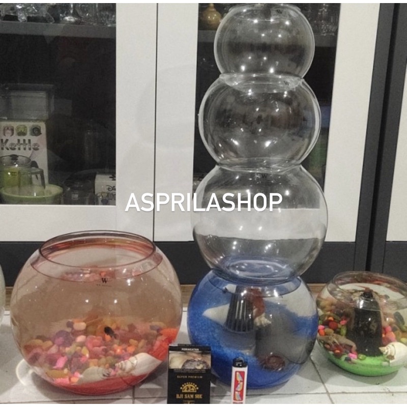 [ OJOL ] Aquarium bulat kaca bening 1,5 liter 2,5 liter 3 liter 3,5 liter 4 liter variasi bubble luc