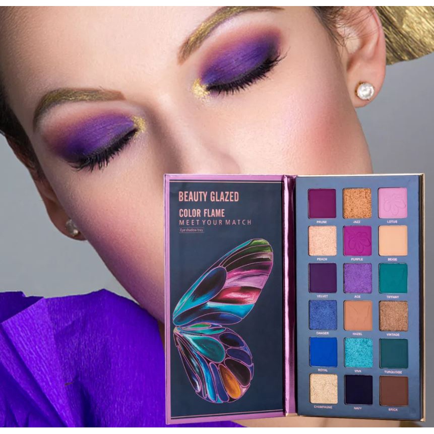 (READY) Beauty Glazed Color Flame 18 Colors Eyeshadow Meet Your Match B110 B 110 - UNGU