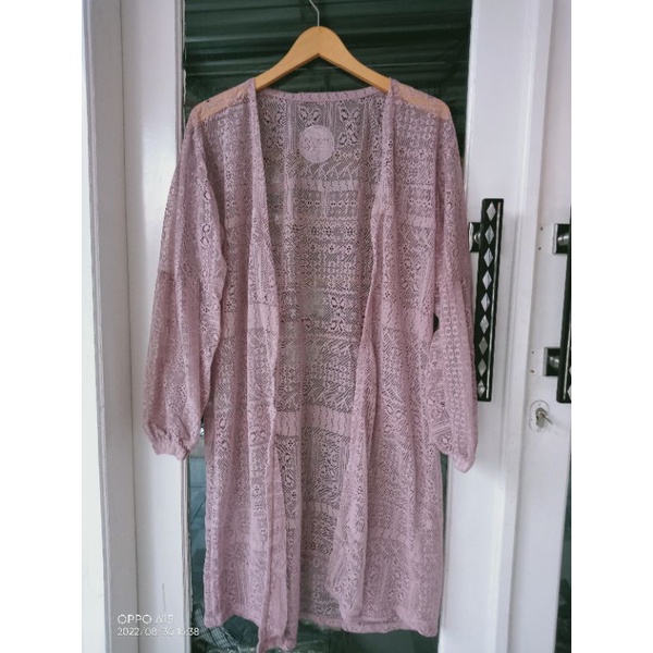 Kardigan brukat/promo long outer brukat/outer cardy wanita-Nutell pink 2