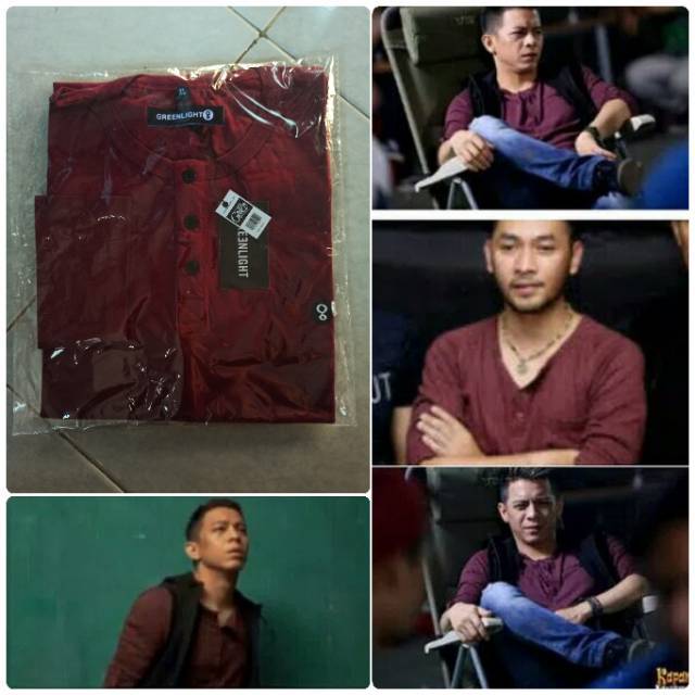 Henley Ariel Noah Marun Panjang T-shirt GRLT Kaos Baju Greenlight