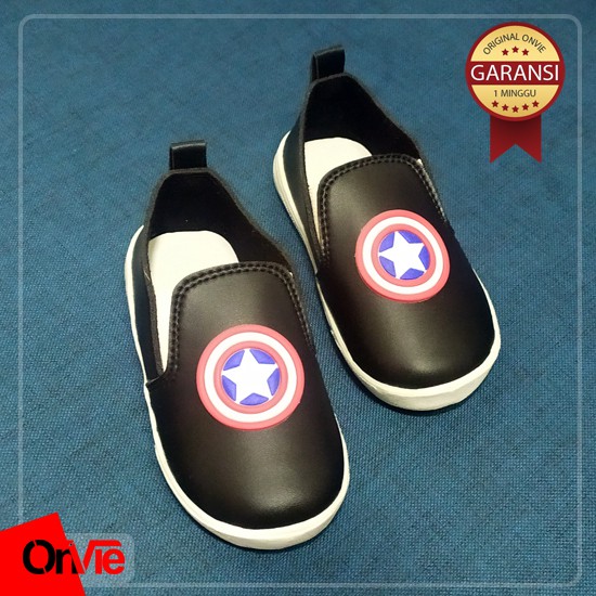 Sepatu Slip On Anak Laki-laki Motif Captain Amerika | Sepatu Kids Onvie