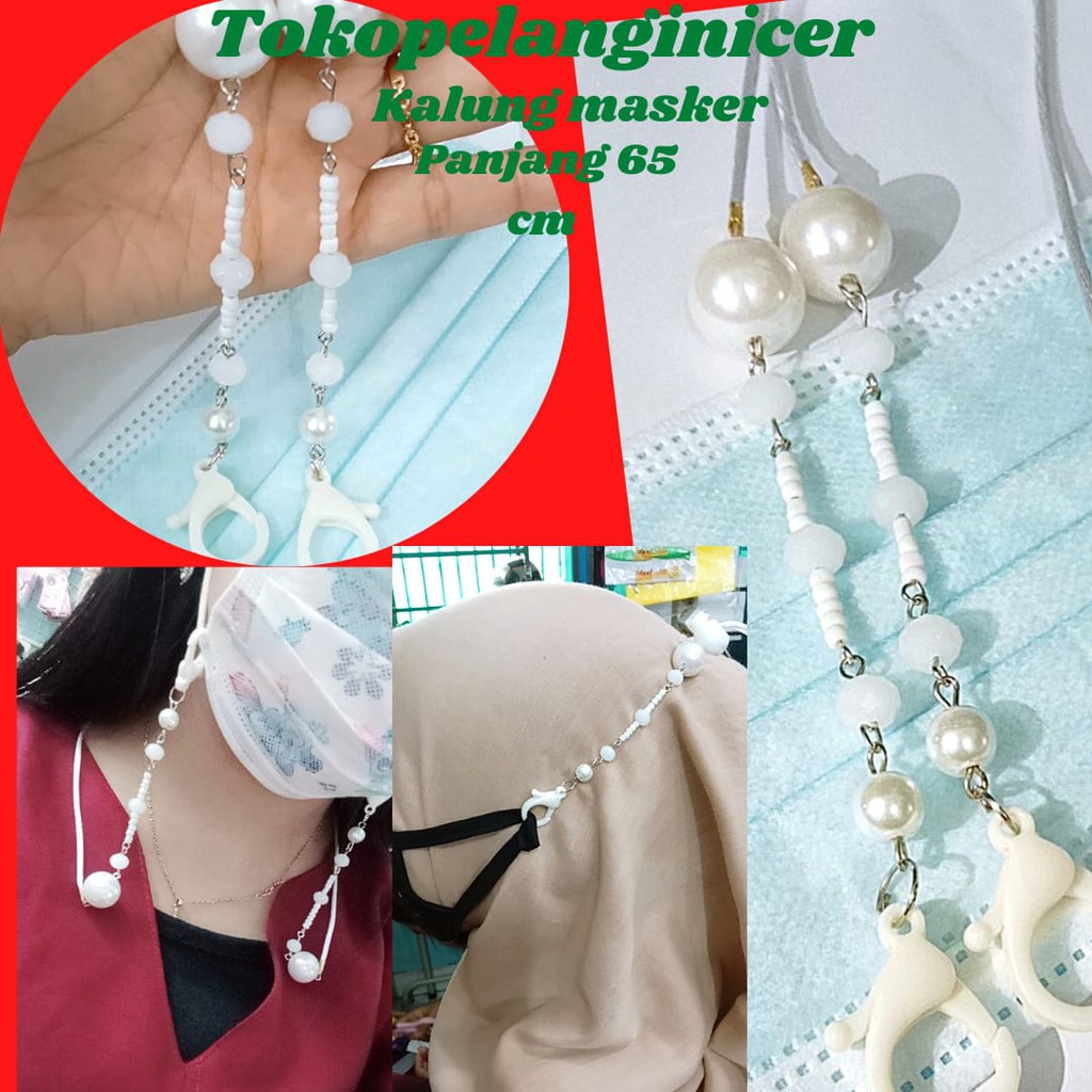 Strap Masker Korea Tali Masker Tali Masker Mutiara Putih Konektor Hijab Masker strap masker kristal