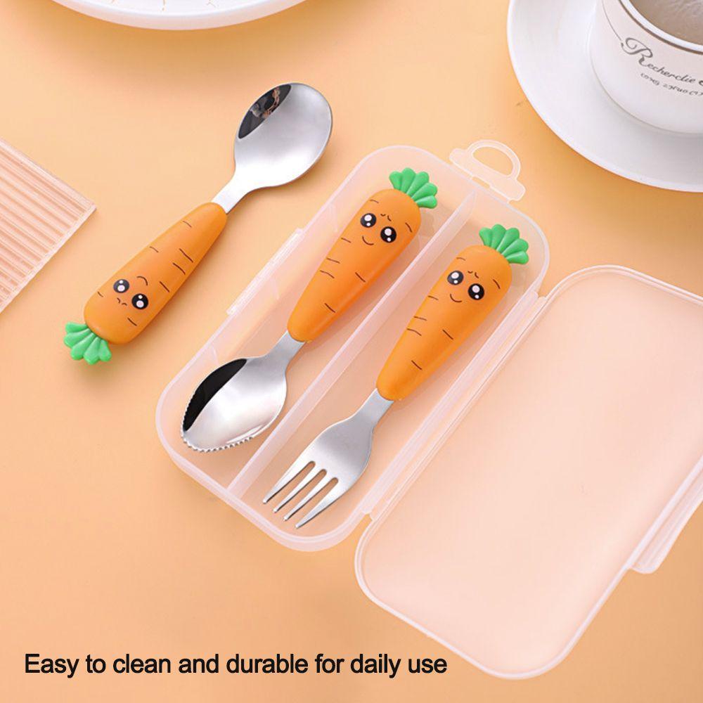 Solighter Peralatan Anak Reusable Stainless Steel Baby Flatware Bayi Gadget Peralatan Makan Balita