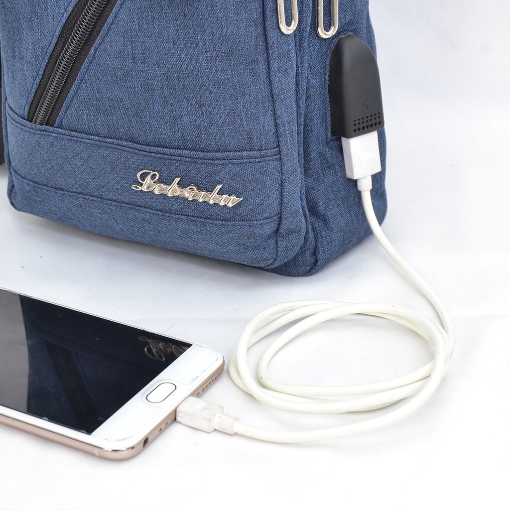 Tas Selempang Fashion Pria Sling Shoulder Bag Back Pack Travel USB 7302 / 7150-3