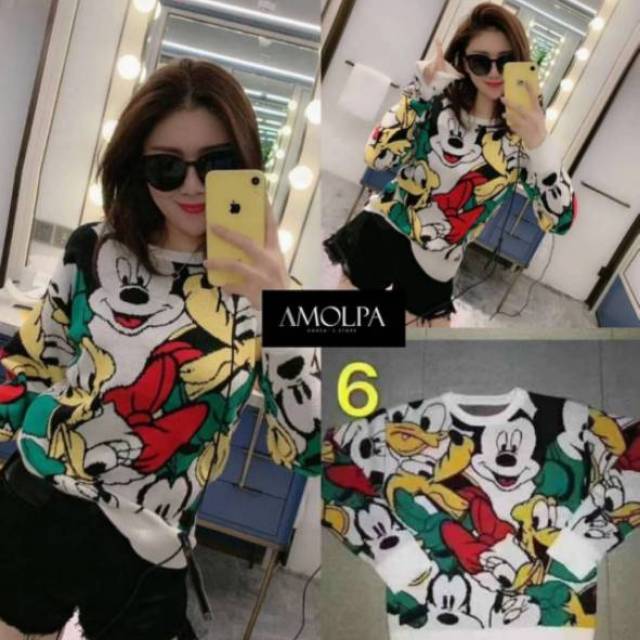 Sweater Rajut disney Mickey Pluto Rajut halus impor premium