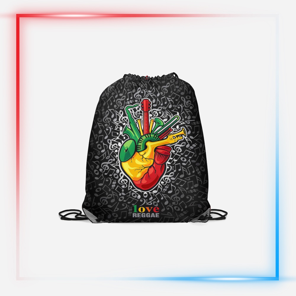 String Bag / Tas Serut Fullprint 3D I LOVE REGGAE